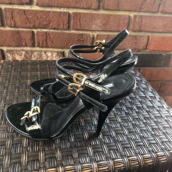 Charles David Black Strappy Open-Toe Heels - 8 - Picture 2 of 7